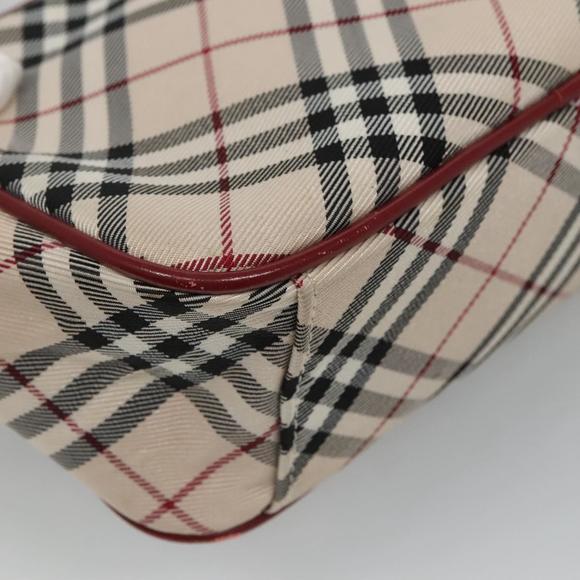 BURBERRY Nova Check Blue Label Shoulder Bag Nylon Beige Red Silver Auth BA669 - Picture 16 of 16